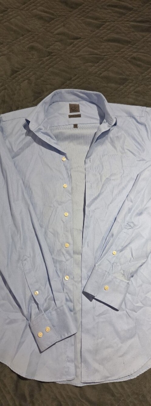 Calvin Klein Light Blue Pinstripe Men's Dress Shirt